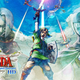 The Legend of Zelda: Skyward Sword HD artwork with Link raising his sword between background images of Ghirahim and Fi.